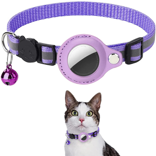  Collar Reflectante Antiahogamiento para Gatos con Soporte para AirTag, Ajustable, Impermeable, con Hebilla de Seguridad y Cascabel