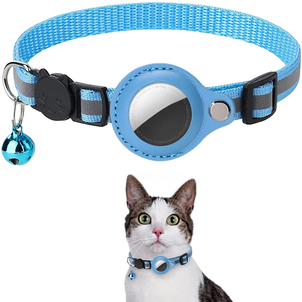  Collar Reflectante Antiahogamiento para Gatos con Soporte para AirTag, Ajustable, Impermeable, con Hebilla de Seguridad y Cascabel