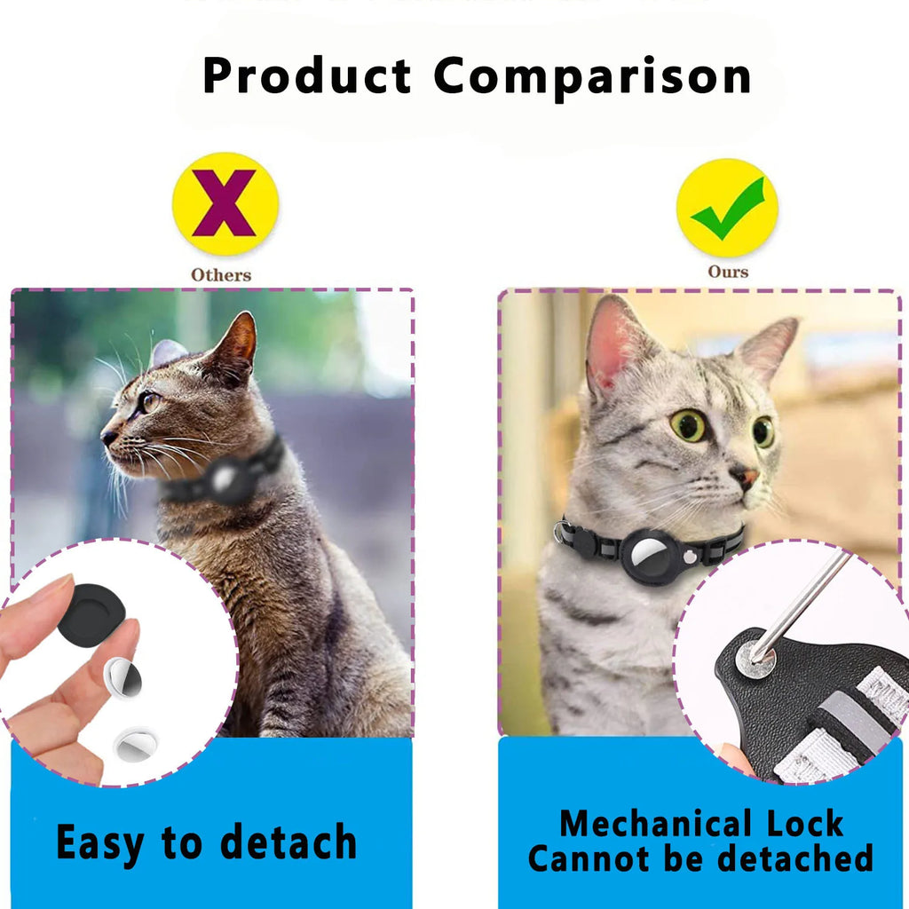  Collar Reflectante Antiahogamiento para Gatos con Soporte para AirTag, Ajustable, Impermeable, con Hebilla de Seguridad y Cascabel