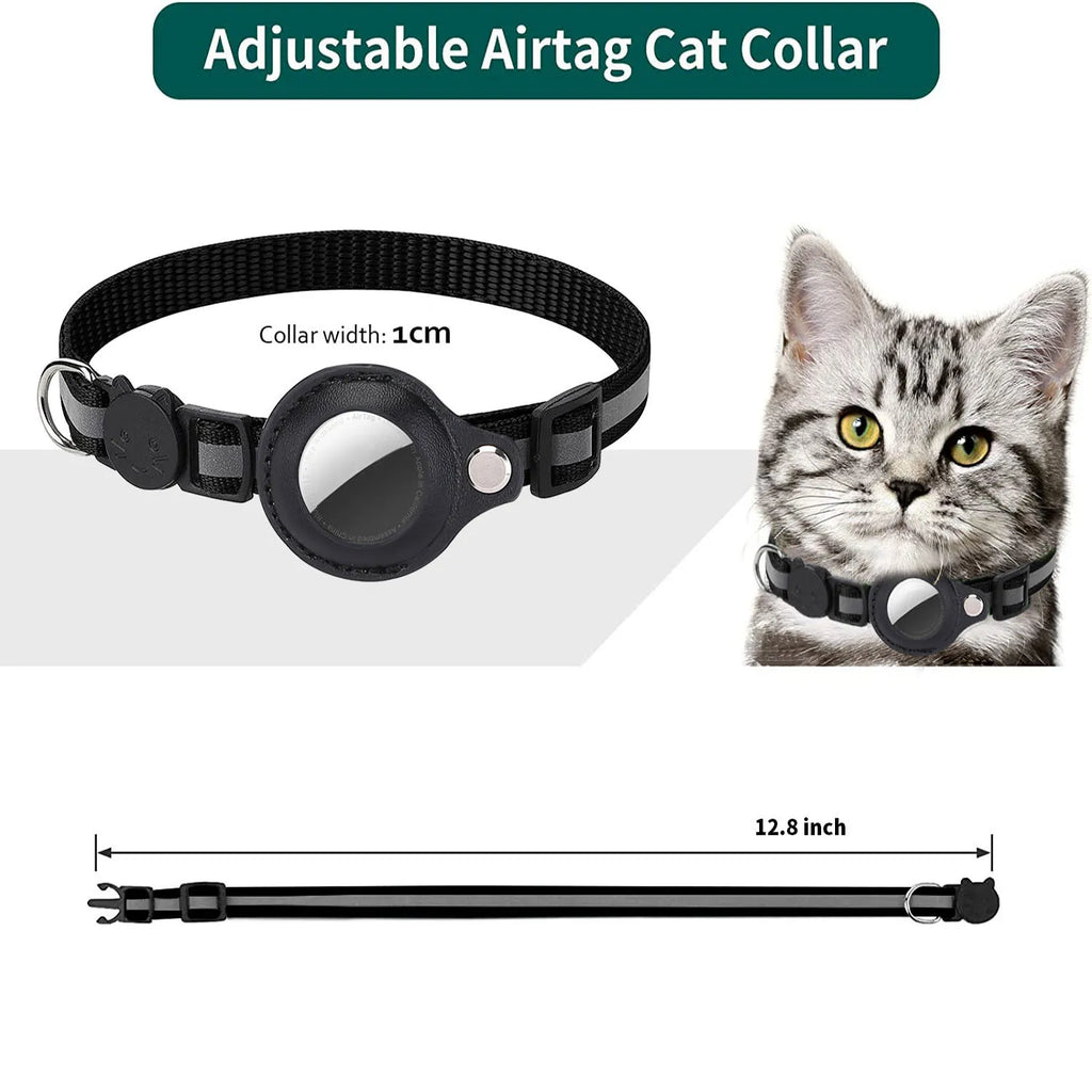  Collar Reflectante Antiahogamiento para Gatos con Soporte para AirTag, Ajustable, Impermeable, con Hebilla de Seguridad y Cascabel